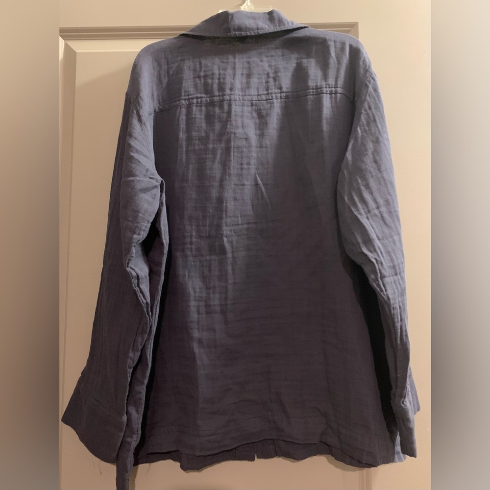 Johnny Was Calme Double Pocket Long Sleeve Shacket 100% Cotton Large Grey - Picture 6 of 9